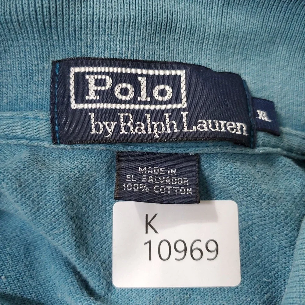 VINTAGE Polo Ralph Lauren Men Polo Shirt XL Blue Logo‎ Embroidered Short Sleeve
